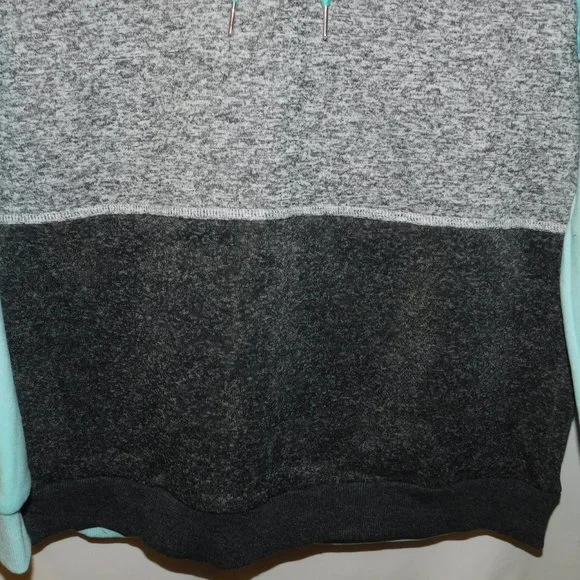C. Cline Hoodie NWT Aqua Black & Gray Size Large - Picture 3 of 11
